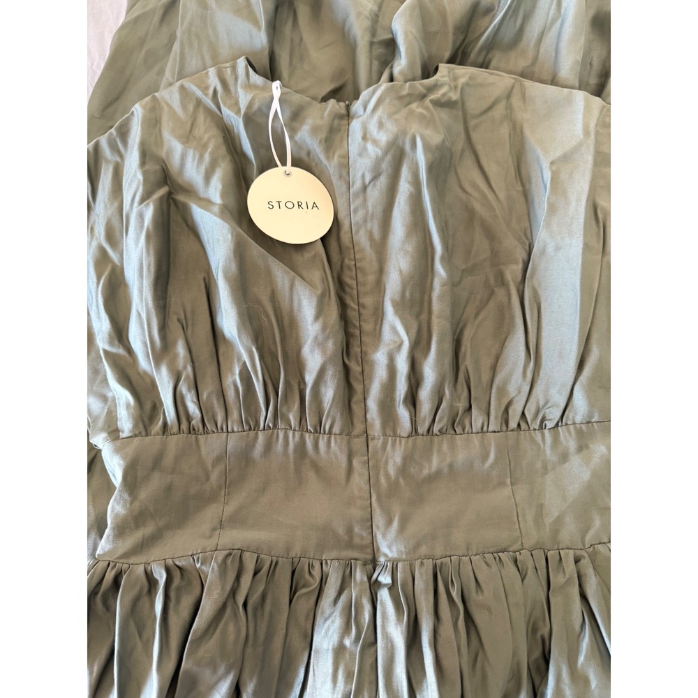 STORIA Olive Lover Dress Women's Large Sage Green Midi Dress NWT Pockets - Picture 10 of 12